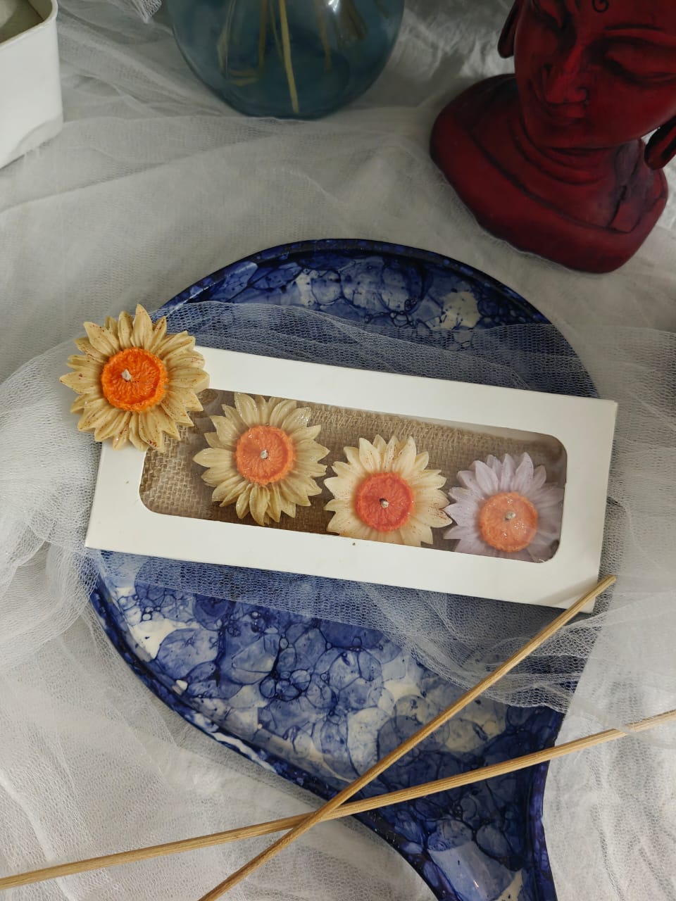 Set of 3 Sunflower Candle Box